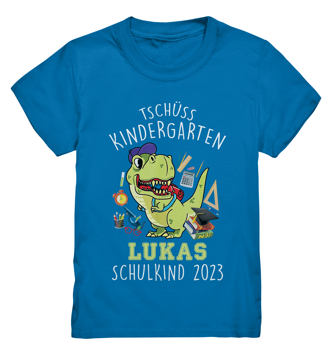 Dinosaurier Schulkind 2024 personalisiertes Kindershirt