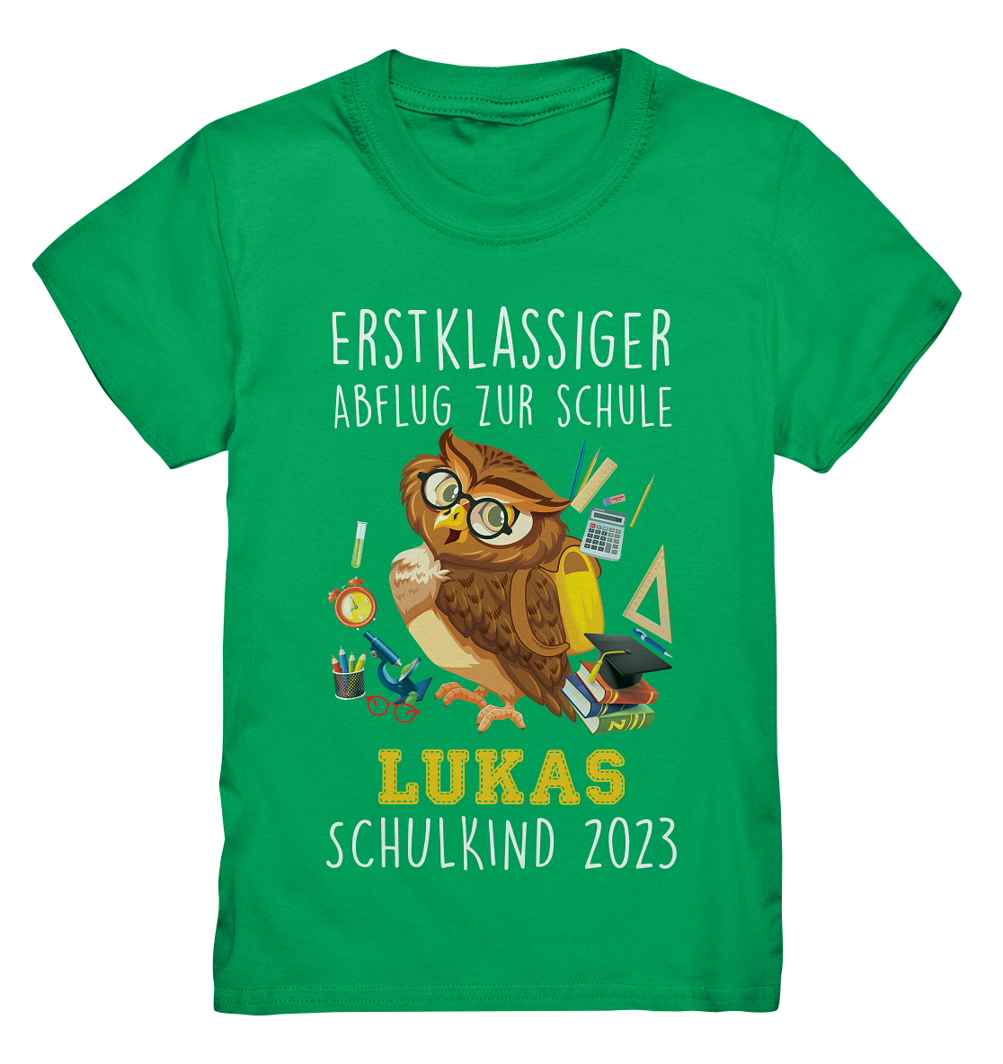 Kindershirt "Eule" Schulkind 2024, Datum und Name personalisierbar