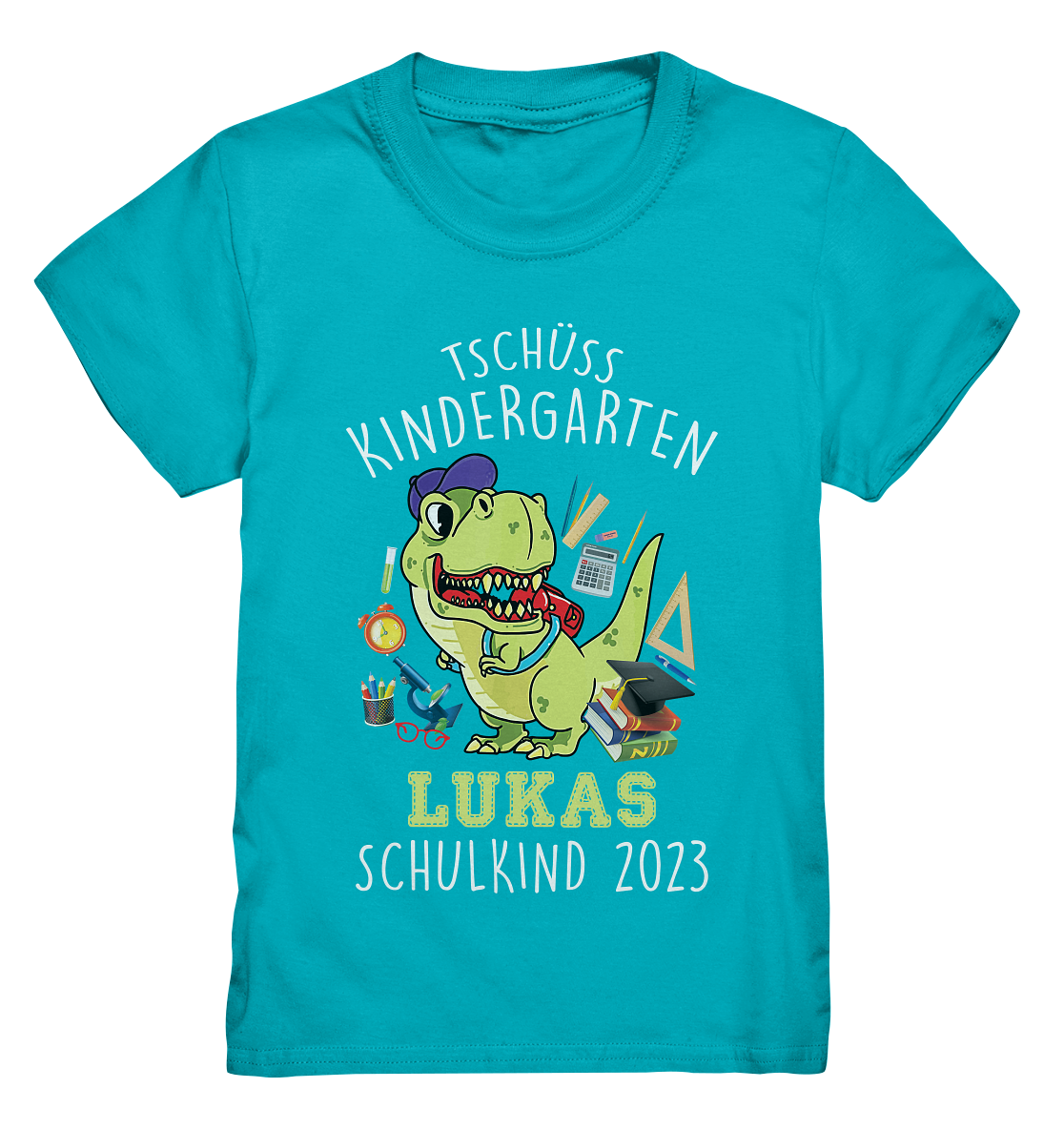 Dinosaurier Schulkind 2024 personalisiertes Kindershirt