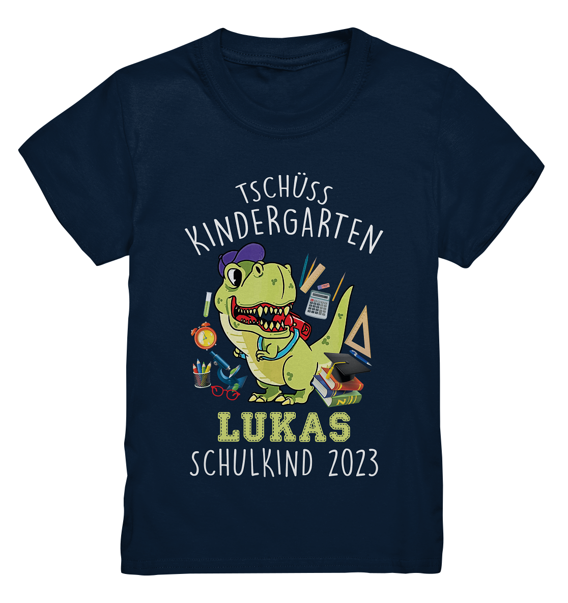 Dinosaurier Schulkind 2024 personalisiertes Kindershirt