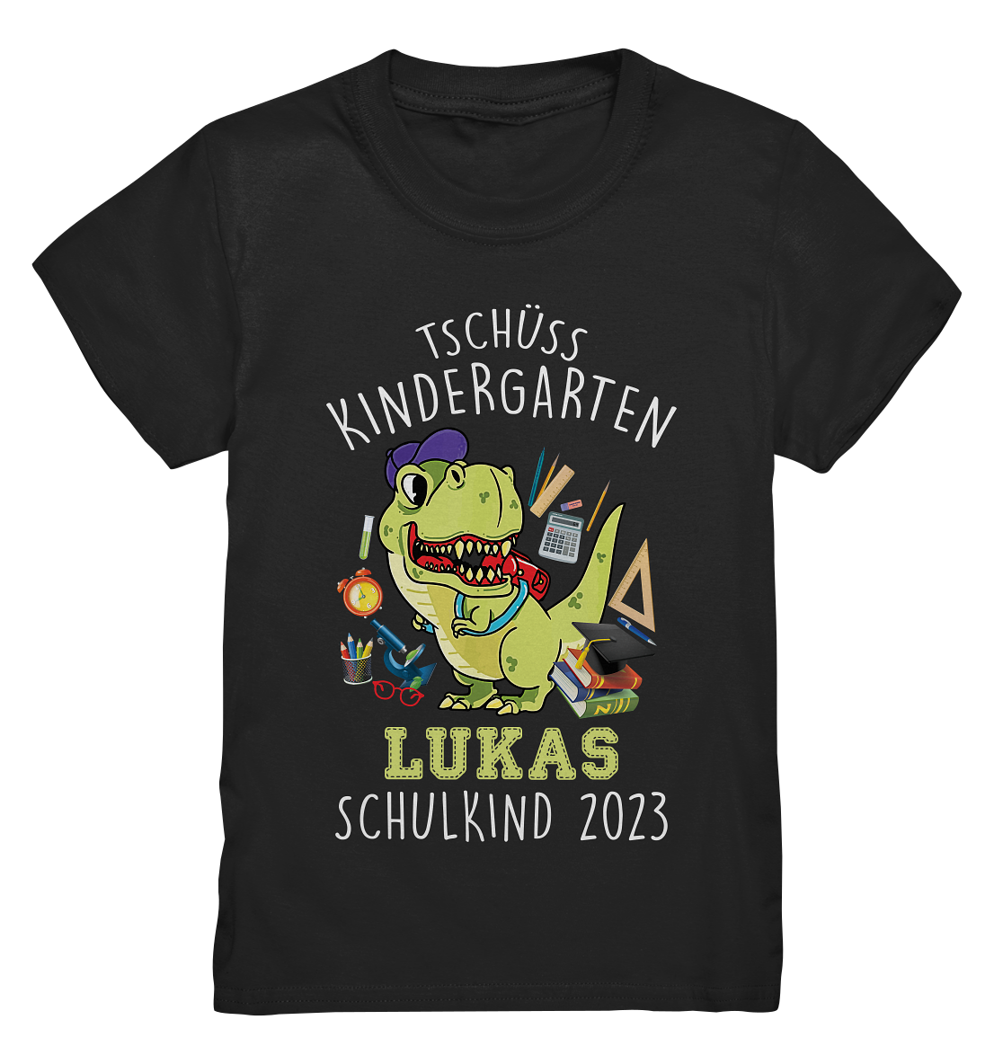 Dinosaurier Schulkind 2024 personalisiertes Kindershirt